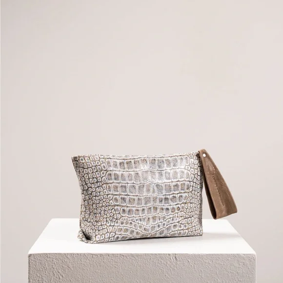 DANIELLA LEHAVI • Vega Small Clutch Crocodile Print Leather Bag Purse Crossbody - Picture 6 of 6